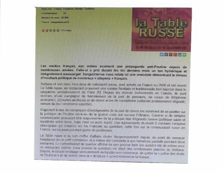 Harcelé par des russophobes, un restaurant russe à Paris a dû fermer